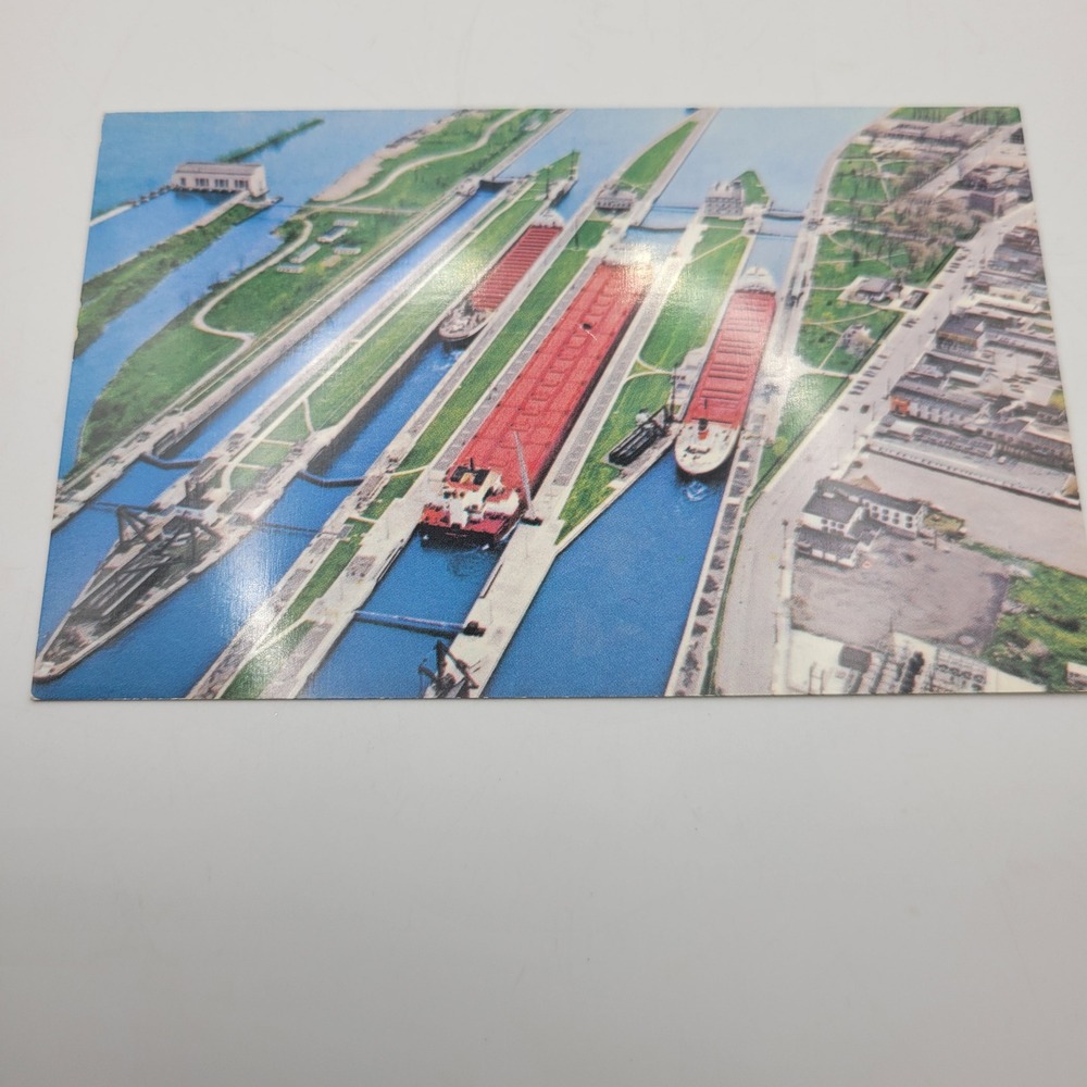 Soo Locks Sault Ste Marie Michigan‎ Stewart J Cort Bethlehem Steel Postcard